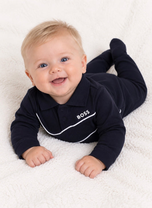 BOSS NB NAVY BABY GROW +GIFT BOX J53288