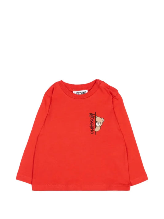 MOSCHINO BABY/TODDLER RED L/S T SHIRT MNO014