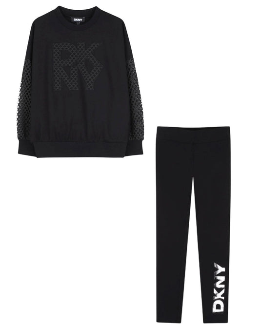 DKNY BLACK SWEATSHIRT & LEGGINGS SET D62906 D62885