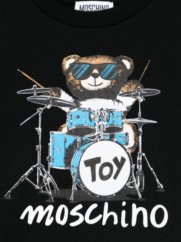 MOSCHINO KIDS BLACK DRUMMER T SHIRT H8M04K