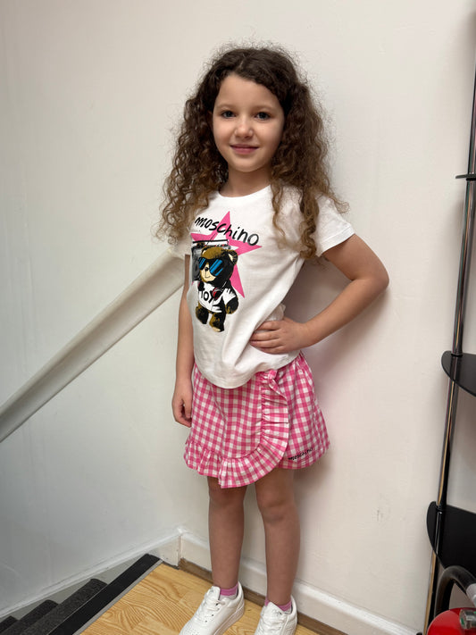 MOSCHINO PINK/WHITE SHORTS SET HDG01C