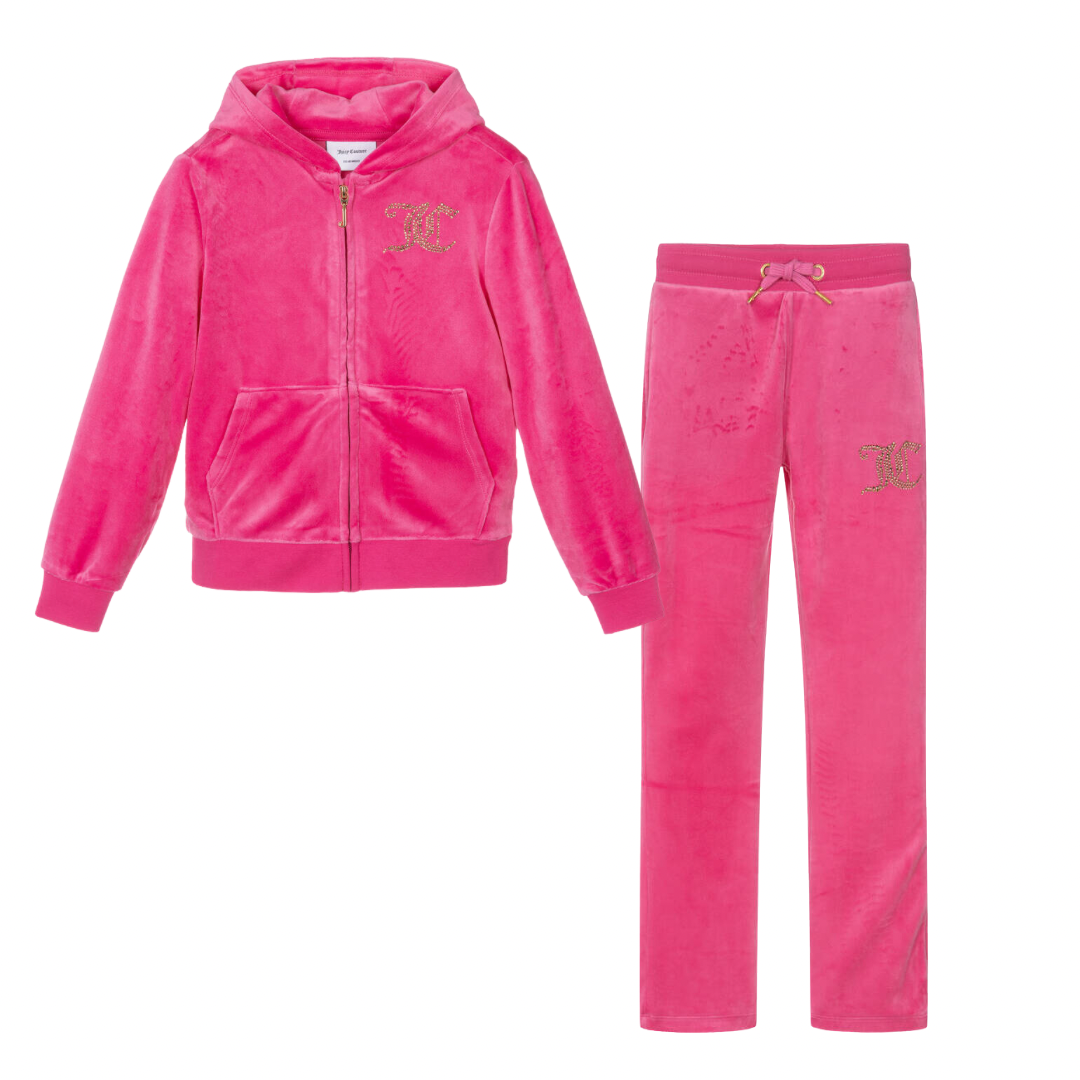 Juicy Couture Hot Pink Velour Diamanté Tracksuit