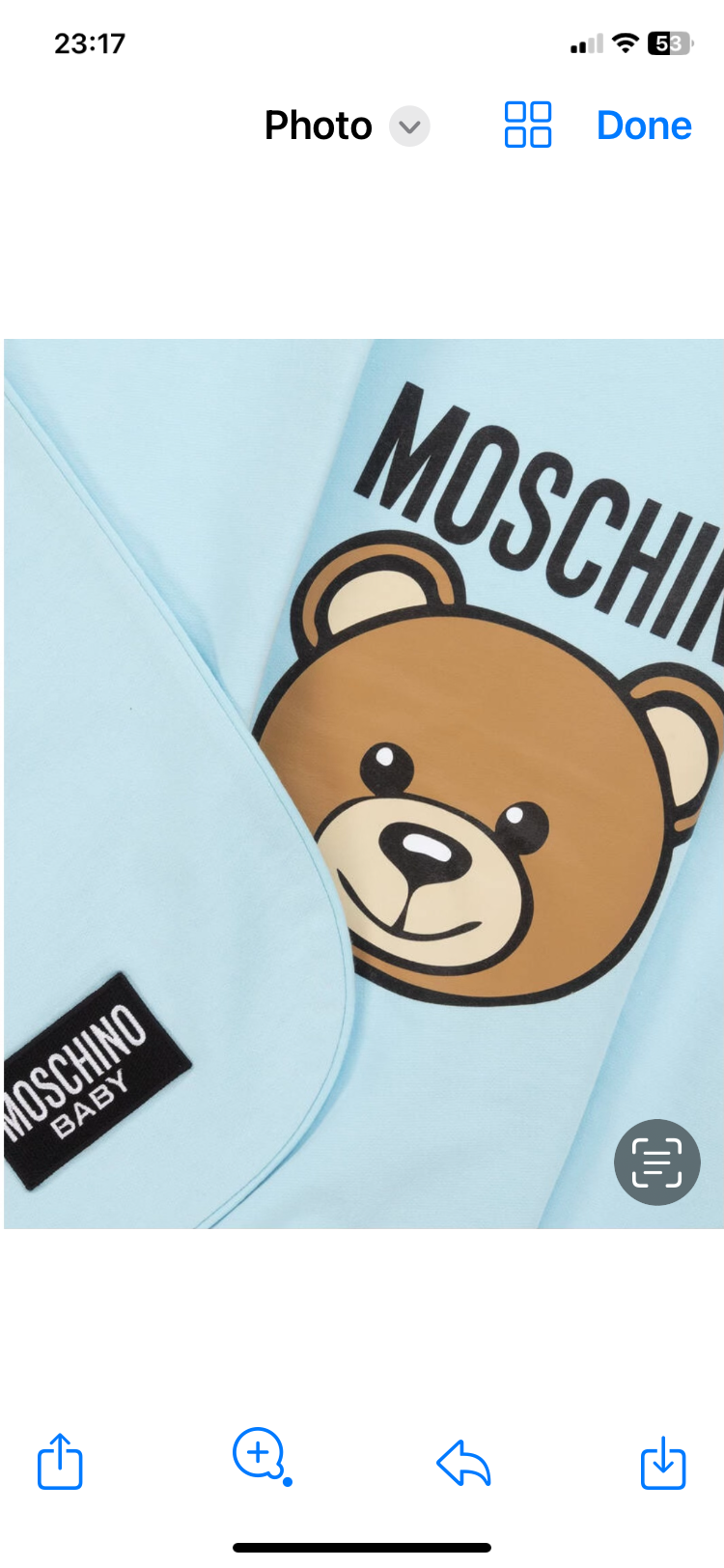 MOSCHINO BLUE BABY BLANKETS MUB00J