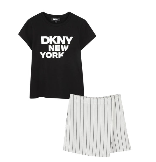 DKNY GIRLS T SHIRT SKORT SET D62275/D62304