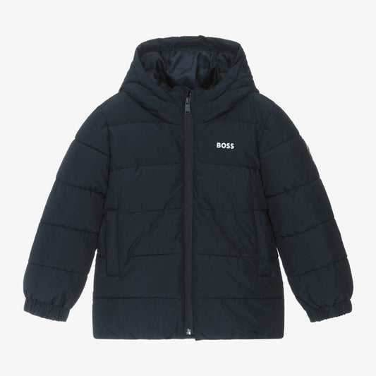 BOSS NAVY PUFFER JACKET J51237