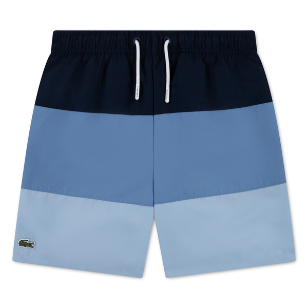 LACOSTE BOYS BLUE COLOUR BLOCK SWIM SHORTS 847464