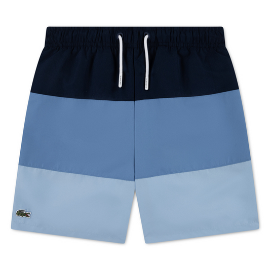 LACOSTE BOYS BLUE COLOUR BLOCK SWIM SHORTS 847464