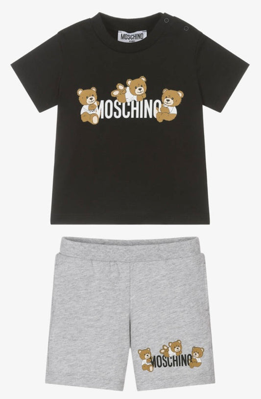 MOSCHINO KIDS T SHIRTS & SHORTS SET BLACK MZG00M