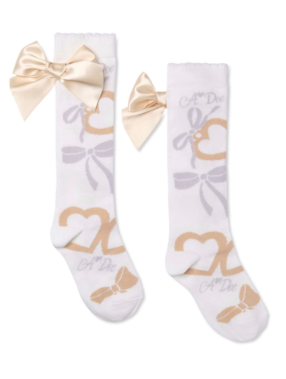 A DEE ALESSANDRA BOW PRINT KNEE HIGH SOCKS W262914