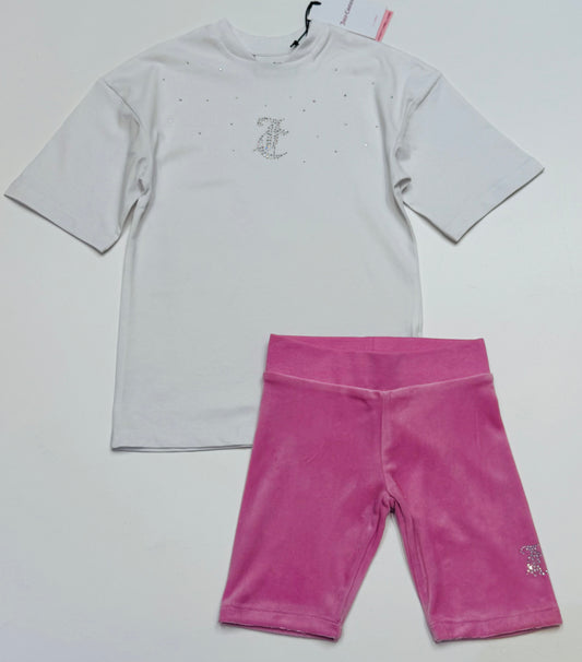 JUICY COUTURE PINKY LILAC CHIFFON T SHIRT/CYCLE SHORT SET JBX6510