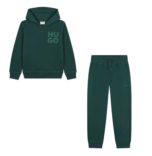 HUGO FOREST GREEN HOODED TRACKSUIT G00164-G00175