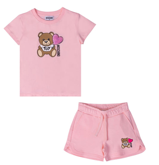MOSCHINO PINK SHORTS/T SHIRT SET HDM06K-HDQ01M