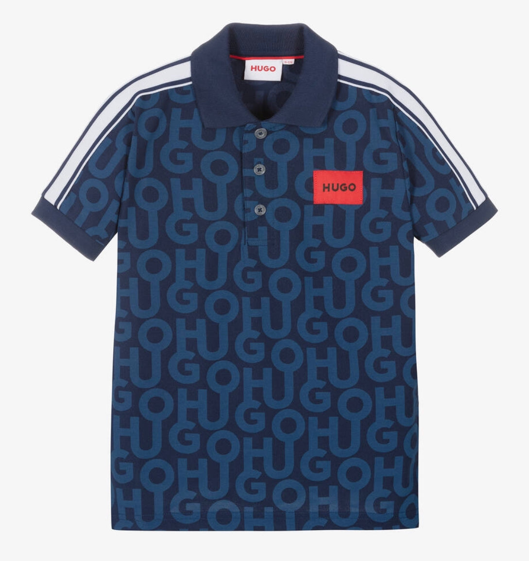 HUGO Boys Blue Logo Polo Shirt G25145