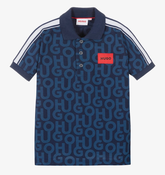 HUGO Boys Blue Logo Polo Shirt G25145
