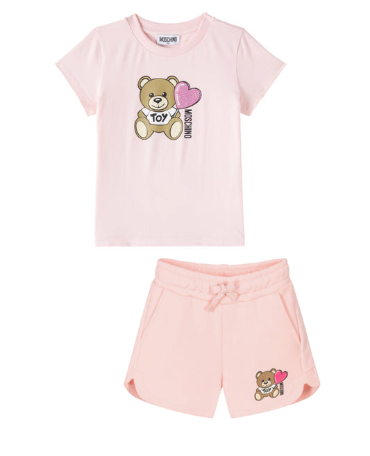 MOSCHINO PINK SHORTS/T SHIRT SET HDM06K-HDQ01M