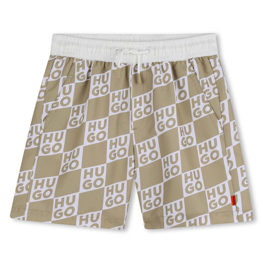 HUGO BOYS BEIGE SWIM SHORTS G00979