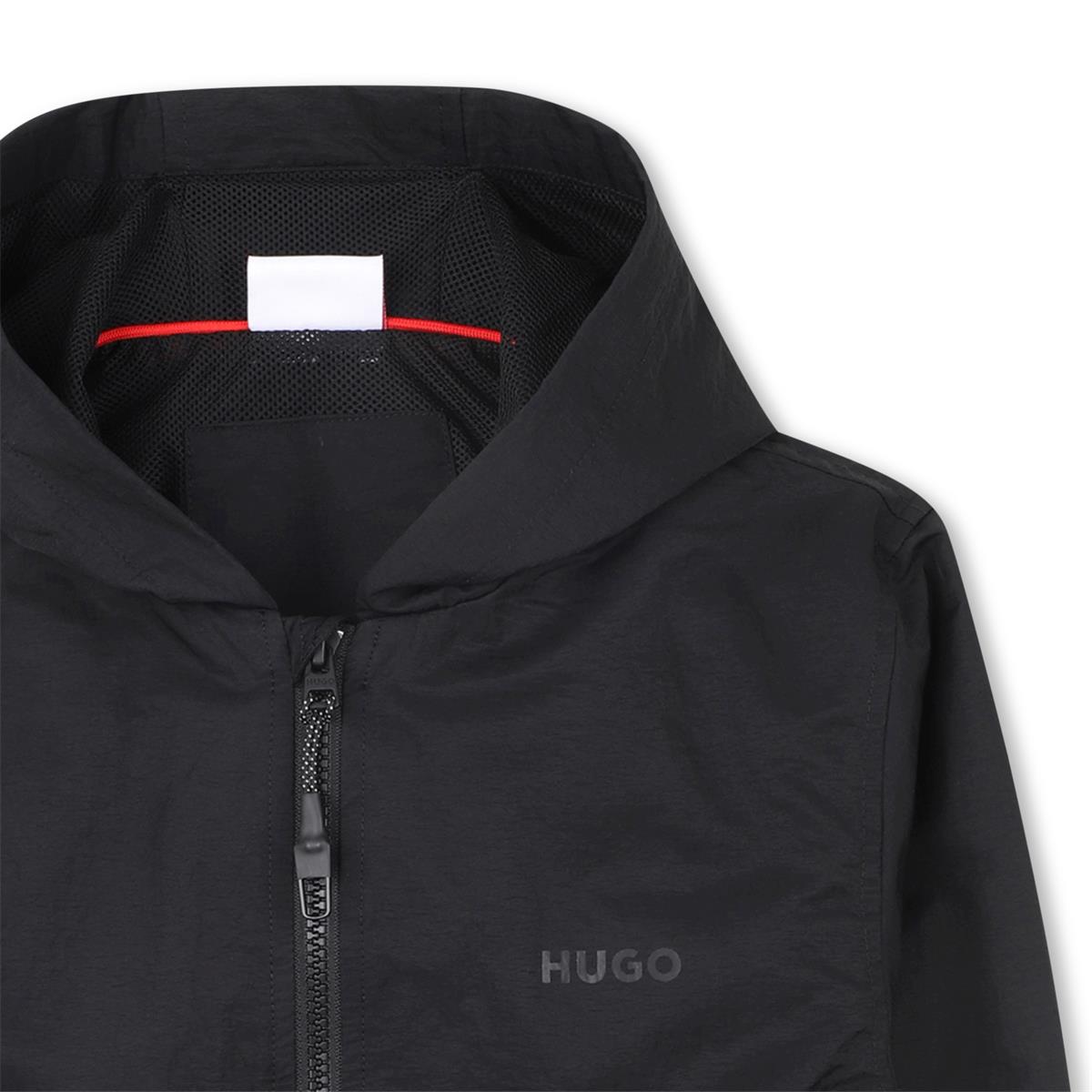 HUGO BOYS BLACK HOODED WINDBREAKER G01013