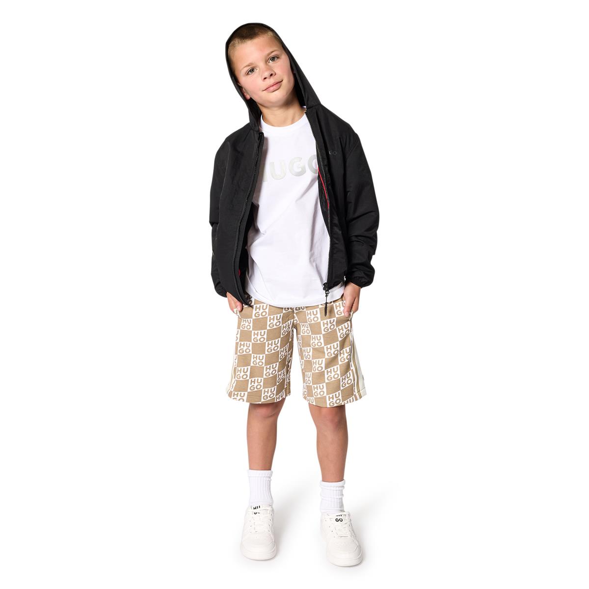 HUGO BOYS BLACK HOODED WINDBREAKER G01013