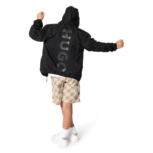 HUGO BOYS BLACK HOODED WINDBREAKER G01013