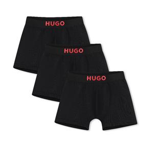HUGO BOYS BLACK PCK 3 BOXER SHORTS G01348