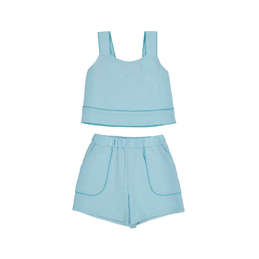 MAYORAL GIRL/TEEN AQUA SHELL SHORT SET 6.213