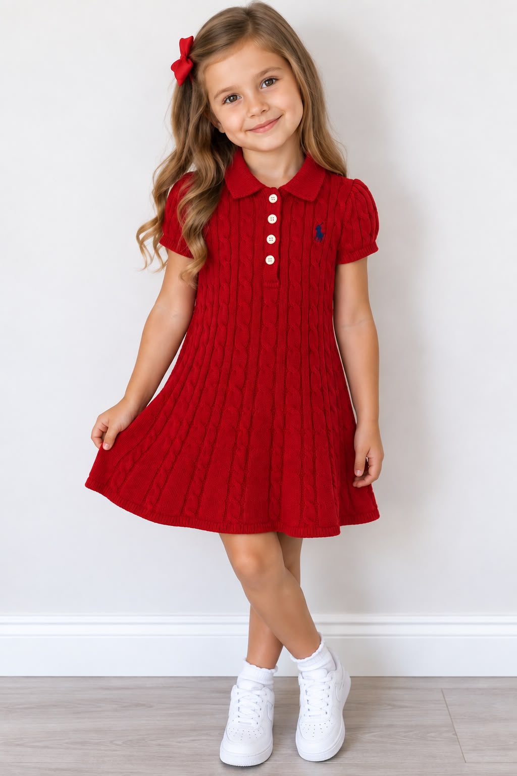 RALPH LAUREN GIRL RED CABLE KNIT DRESS 16526502