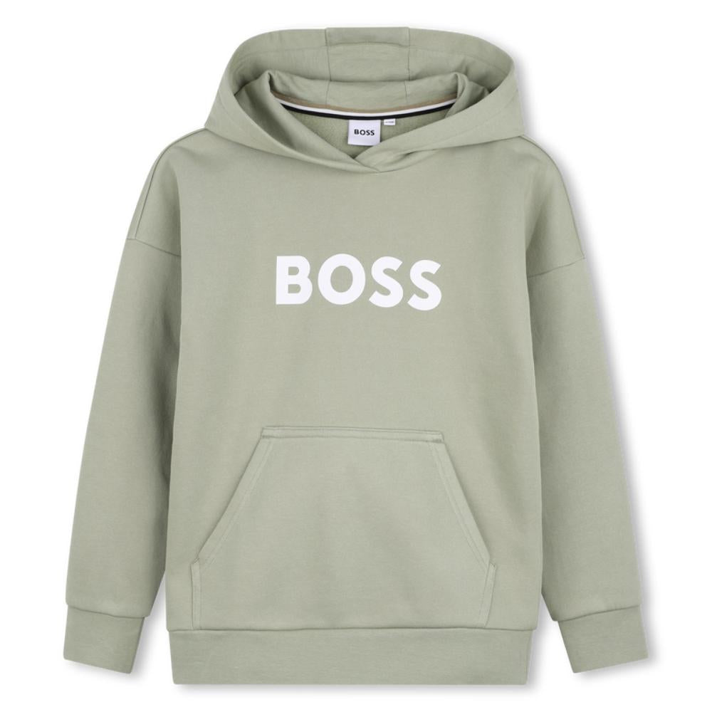 BOSS BOYS HOODY IN ELM GREEN J53396