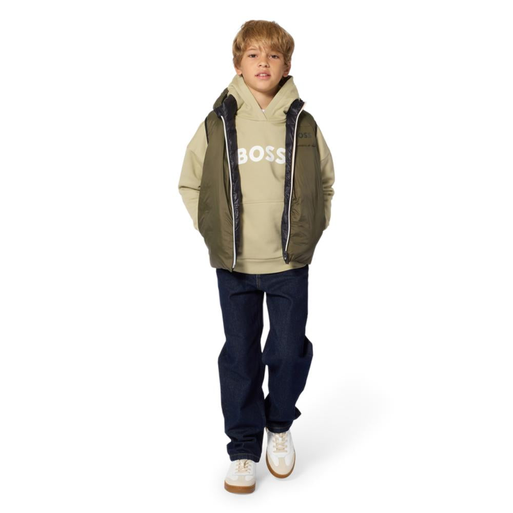 BOSS BOYS HOODY IN ELM GREEN J53396