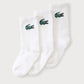 LACOSTE 3 PACK CREW SOCKS IN WHITE B46599