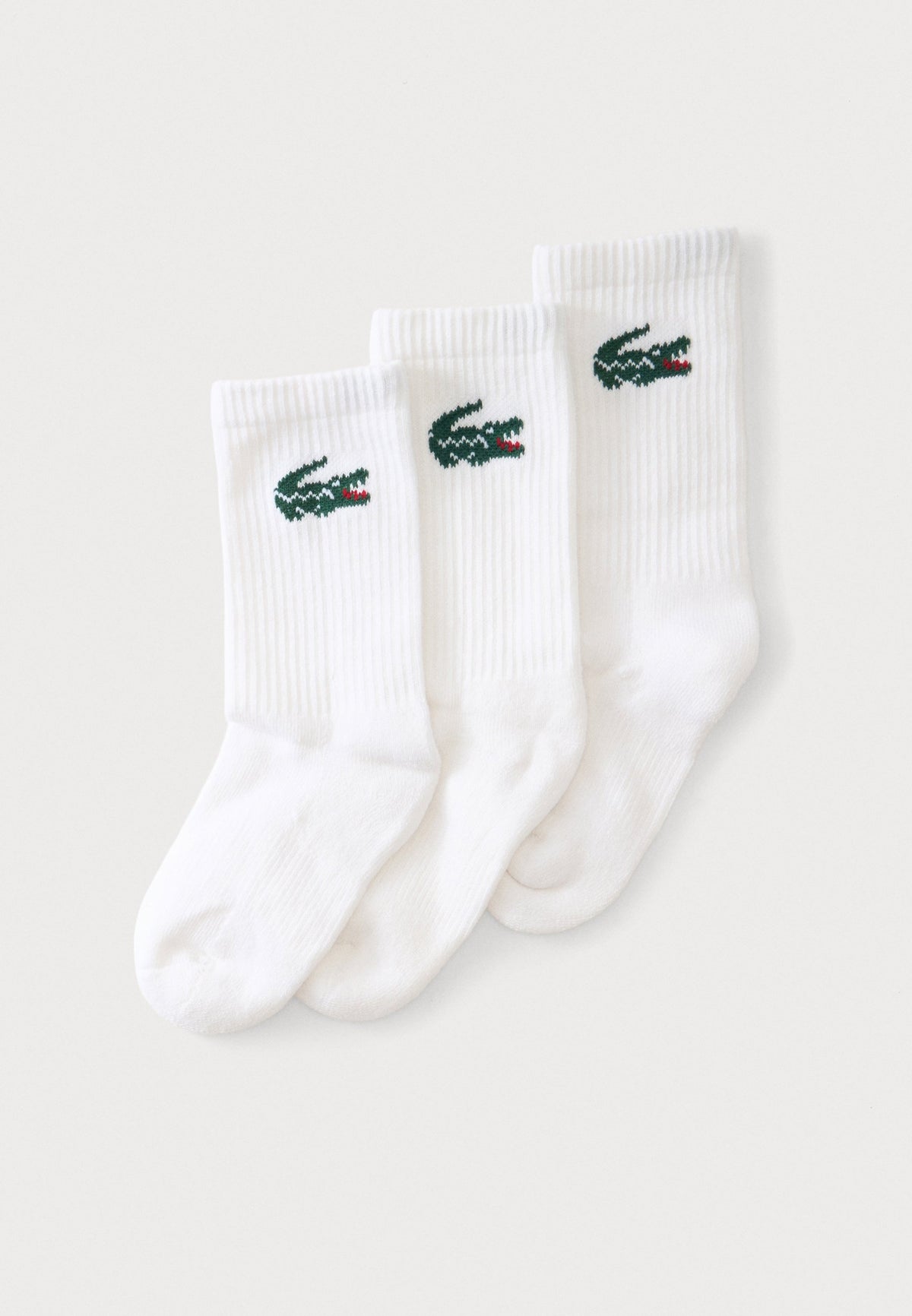 LACOSTE 3 PACK CREW SOCKS IN WHITE B46599