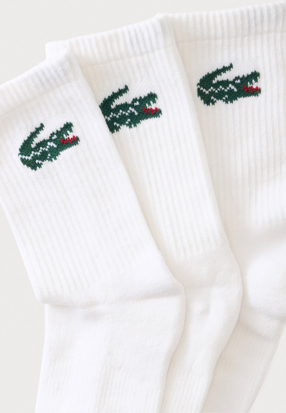LACOSTE 3 PACK CREW SOCKS IN WHITE B46599