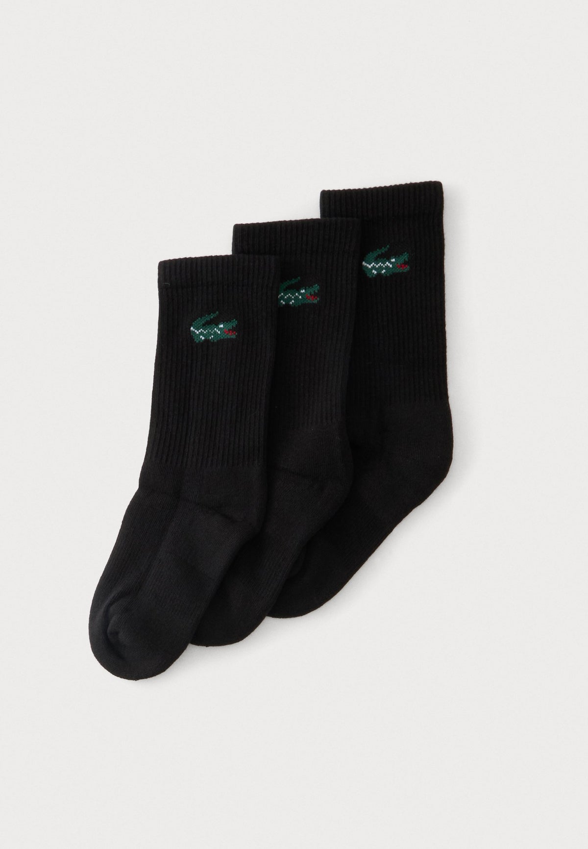 LACOSTE 3 PACK CREW SOCKS IN BLACK B46599
