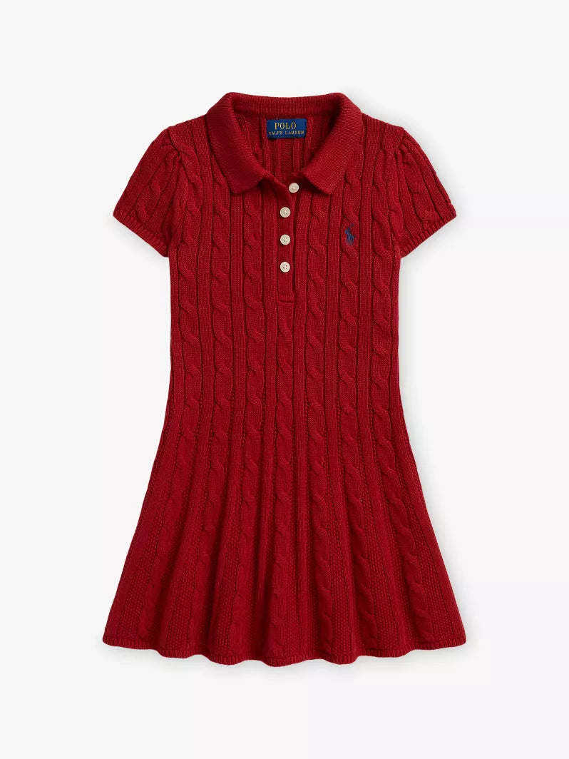 RALPH LAUREN GIRL RED CABLE KNIT DRESS 16526502