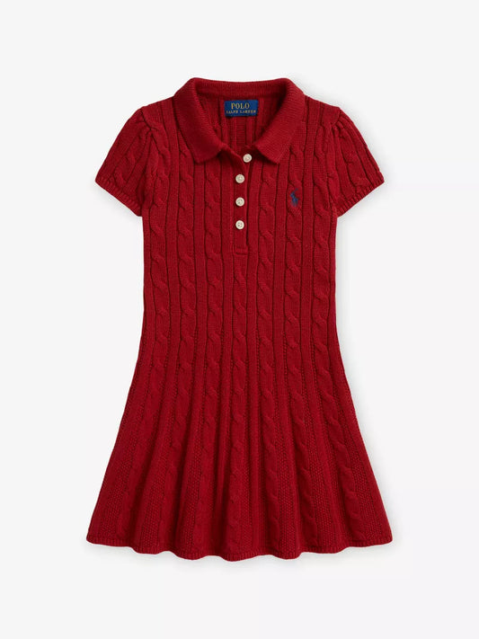 RALPH LAUREN GIRL RED CABLE KNIT DRESS 16526502