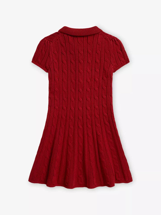 RALPH LAUREN GIRL RED CABLE KNIT DRESS 16526502