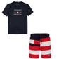 TOMMY HILFIGER NAVY RED & WHITE SHORTS SET