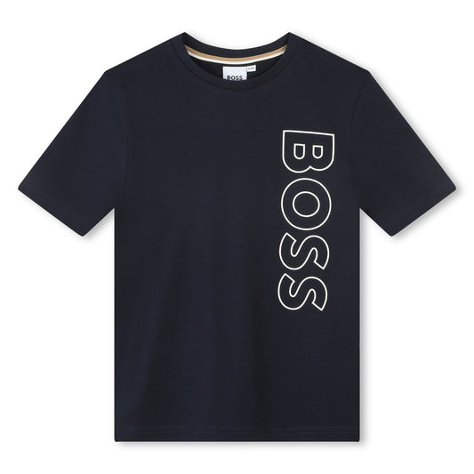 BOSS Boys Navy Blue Logo T-Shirt J25O66