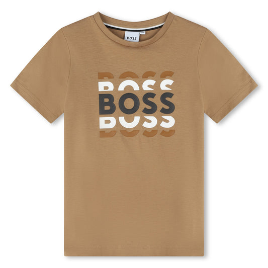 BOSS Boys Brown Logo T-Shirt J25O72