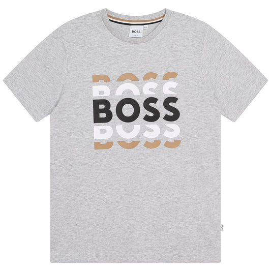 BOSS Boys Grey Logo T-Shirt