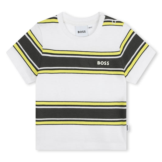 BOSS BOYS BABY/TODDLER T SHIRT with YELLOW STRIPE