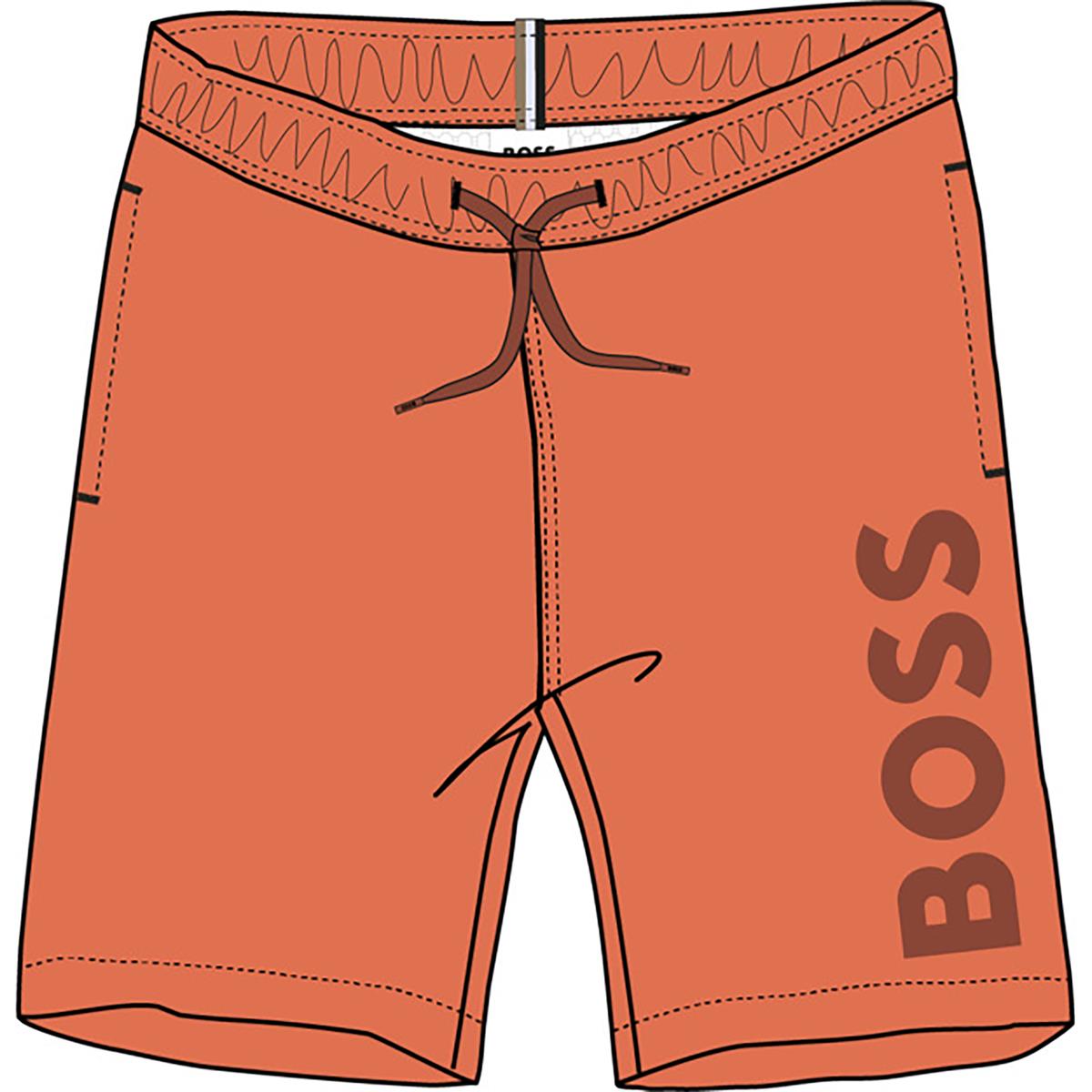 BOSS BOYS BRICK RED SWIM SHORTS J51973