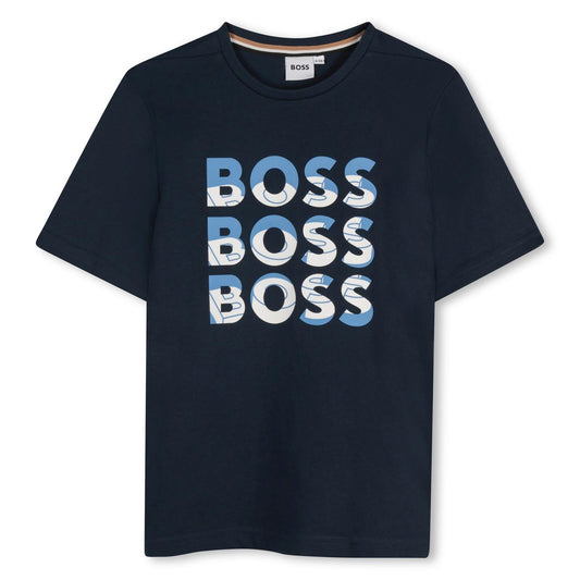 BOSS NAVY REPEAT LOGO T SHIRT J52038