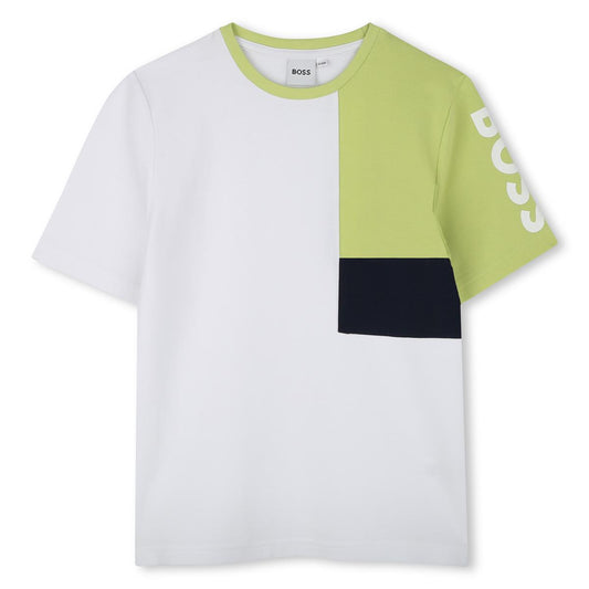 BOSS BOYS WHITE/GREEN T SHIRT J52040