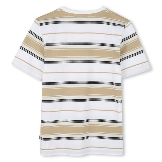 BOSS BOYS BEIGE STRIPRD T SHIRT J52045