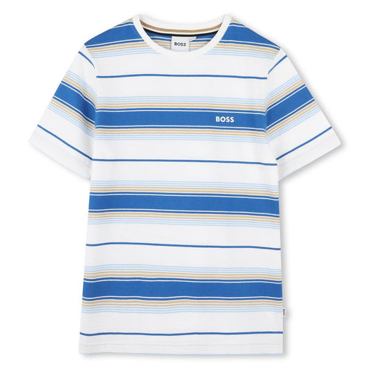 BOSS BOYS BLUE STRIPED T SHIRT J52045