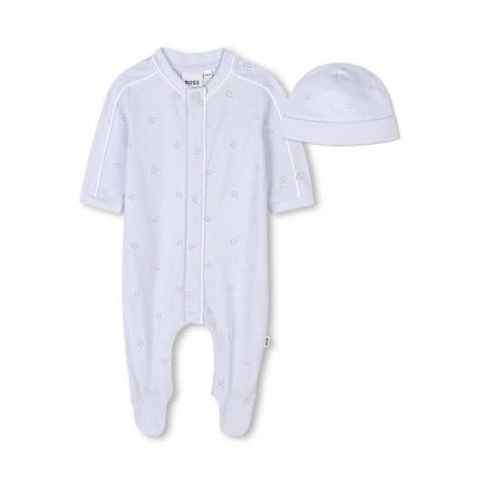 BOSS NEWBORN BABYGRO PALE BLUE+HAT J52221