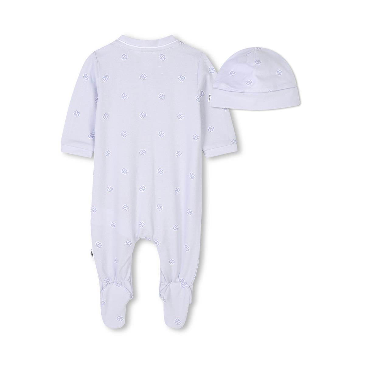 BOSS NEWBORN BABYGRO PALE BLUE+HAT J52221