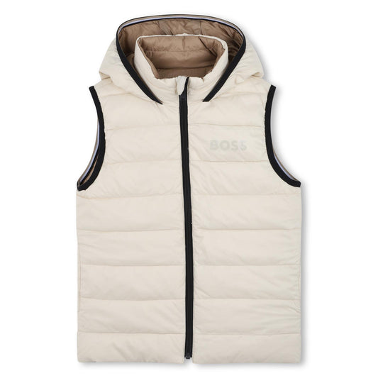 BOSS BOYS REVERSIBLE BEIGE PUFFER JACKET J52395