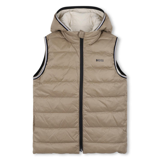 BOSS BOYS REVERSIBLE BEIGE PUFFER JACKET J52395