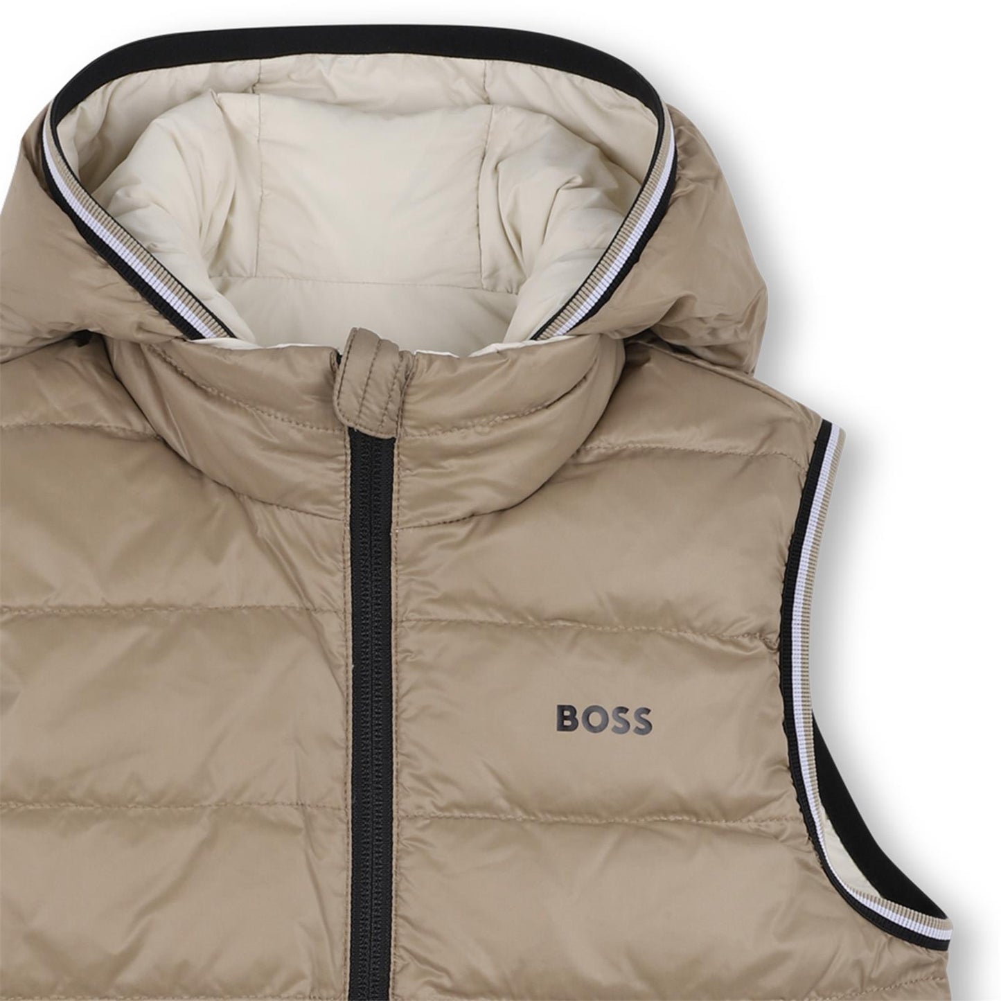 BOSS BOYS REVERSIBLE BEIGE PUFFER JACKET J52395